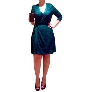 Mby MISSONI Emerald Green Metallic Knit Wrap Dress